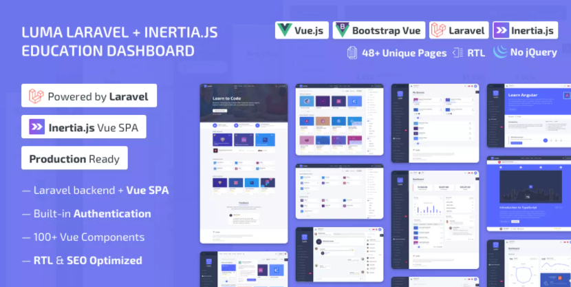 Luma v1.1.0基于Laravel和Vue Bootstrap教育管理系统响应式模板