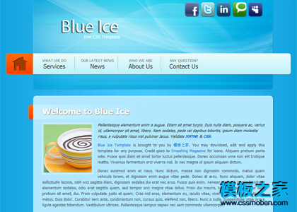 冰蓝色服务系企业网站模板