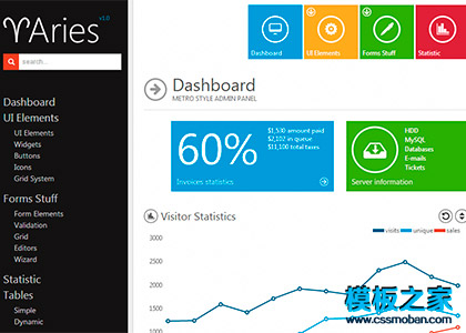 仿win8扁平化设计bootstrap后台模板下载