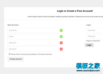简洁html5登录注册js验证网页模板