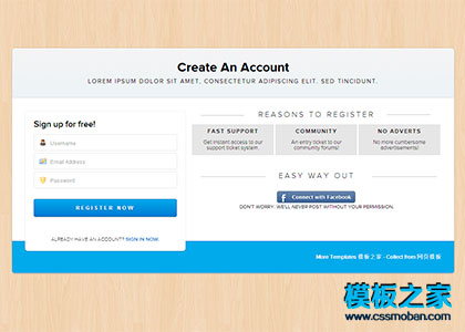 HTML5注册表单单页模板下载