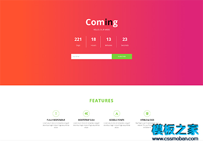 炫酷css3动画网站上线倒计时模板