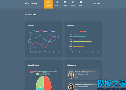Product administrator产品统计墨蓝网站模板