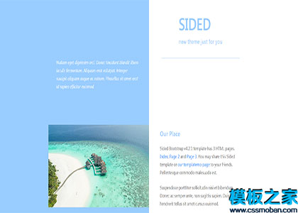 sided淡蓝色清爽双面主题响应式网页模板