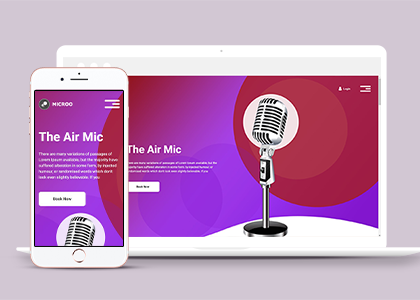 紫色渐变麦克风电子设备公司网站模板