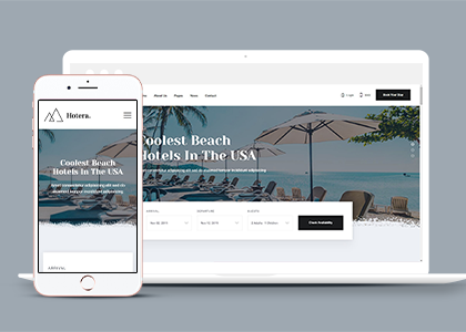 清爽干净高级酒店预定官网网站模板