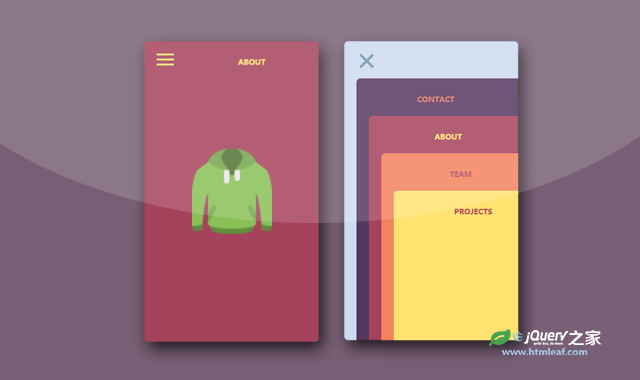 jQuery和CSS3堆叠卡片样式导航菜单特效